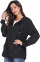 Women Packable Rain Jacket Waterproof Lightweight Raincoat Hooded for Hiking Outdoor Travel
