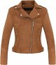 Women's Stylish Notched Collar Oblique Zip Suede Leather Moto Jacket