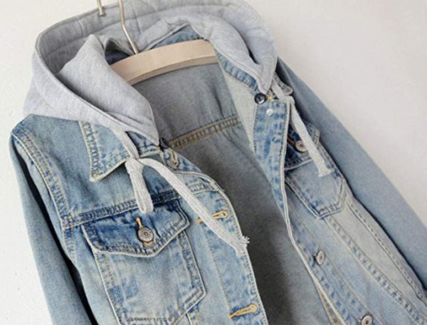Women's Casual Detachable Hoodie Denim Jacket