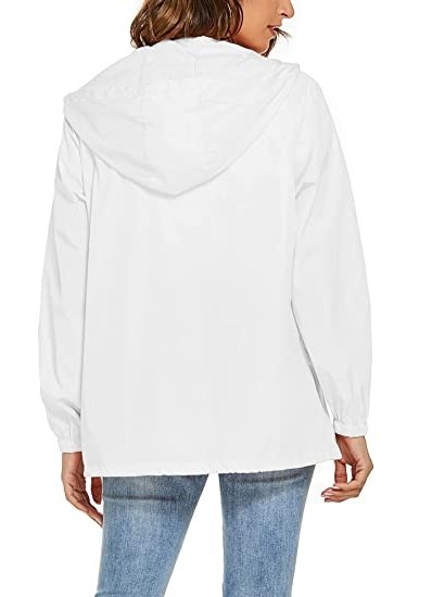 Womens Waterproof Raincoat Lightweight Breathable Rain Jacket Hooded Rain Coat Outdoor Active Windbreaker with Pocket