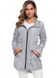 Women's Long Raincoat with Hood Outdoor Lightweight Windbreaker Rain