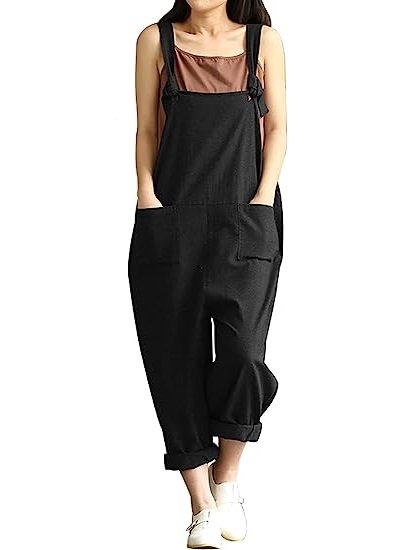 Women's Casual Plus Size Overalls Baggy Wide Leg Loose Rompers Jumpsuit